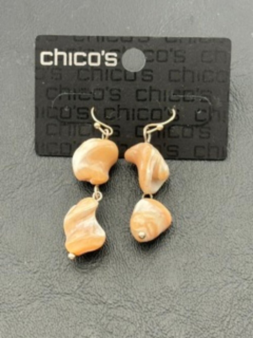 Chicos shell beads suspended dangle earrings-Peach colored shells